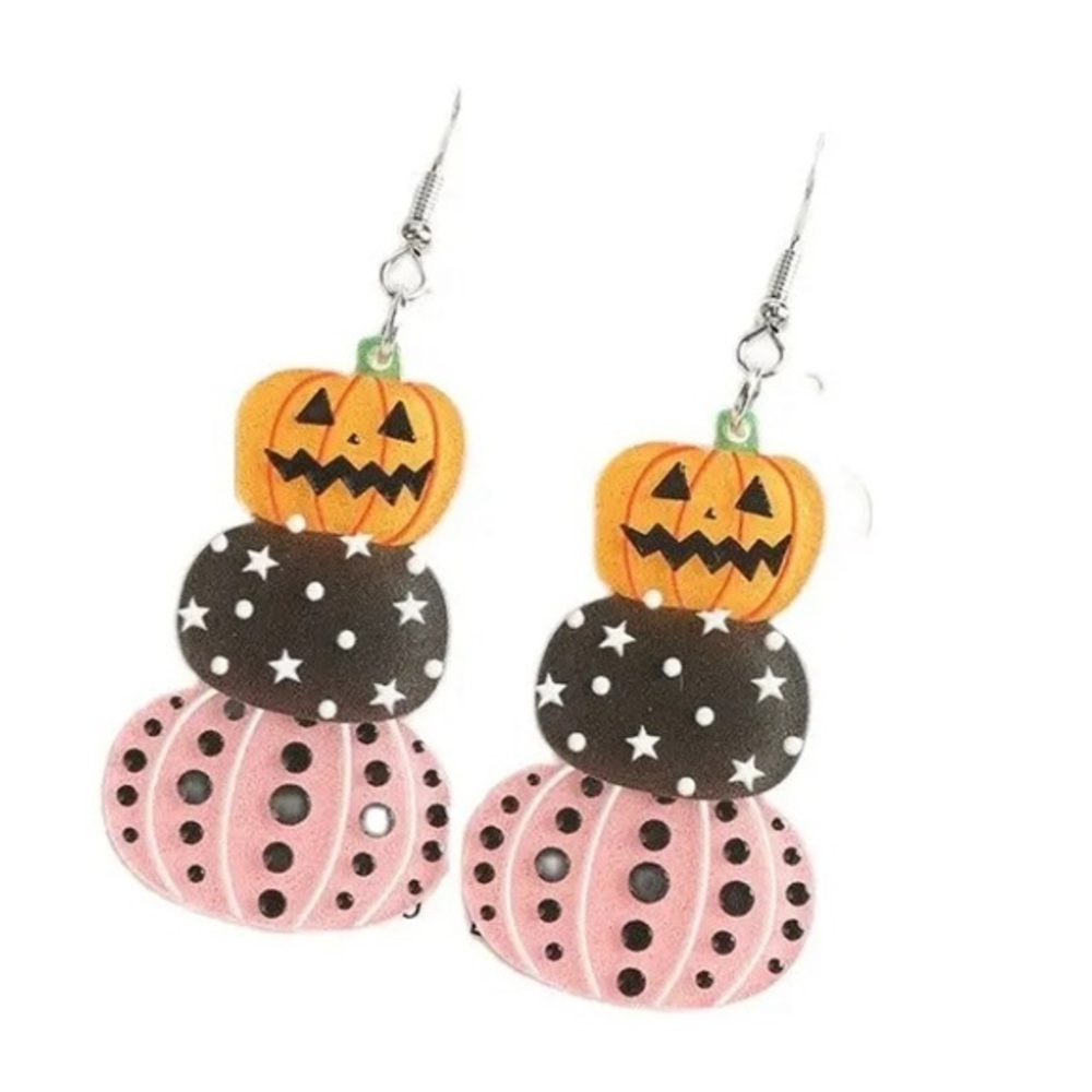 NWT - cute pumpkin stack dangling acrylic earrings set - Halloween
